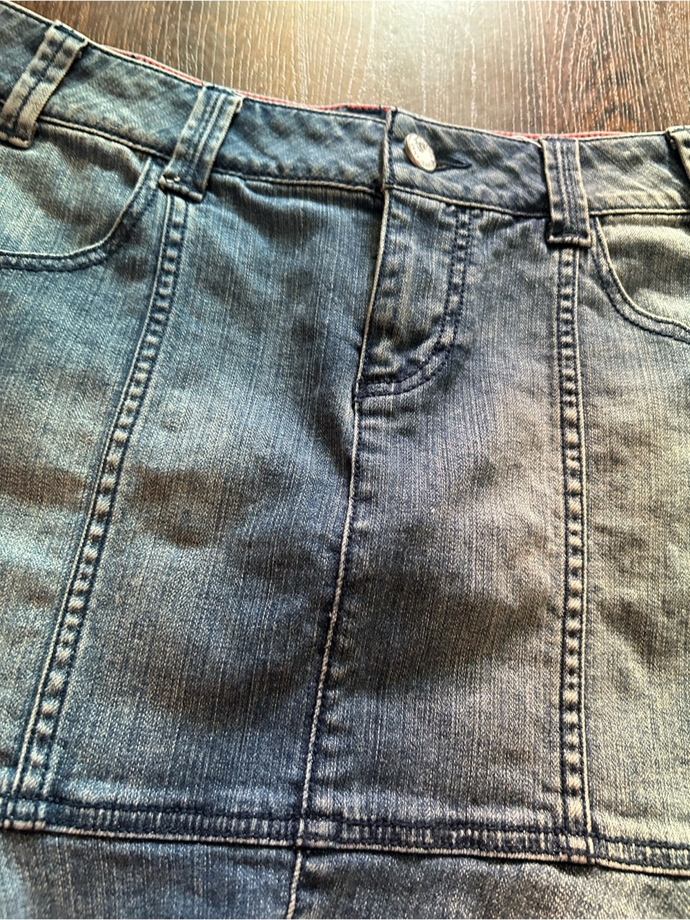 DKNY Blue Denim Flared Mini Skirt - Picture 2 of 5